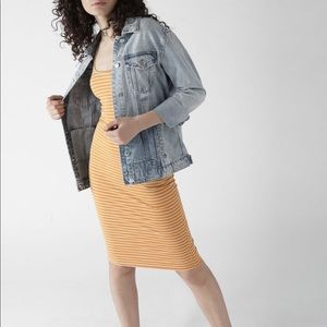 Forever 21 Mustard and White Striped Bodycon Dress